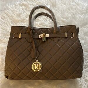 Quilted Brown Tote Bag